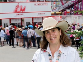 Calgary Stampede's Centennial Strategist Laura Babin outside the gates of this summer's great event.