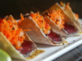 Beef Tataki Tacos from Taste Restaurant. Taste is one of the establishments participating in Yelp Eats this year. Photo from the Calgary Herald archive.