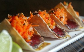 Beef Tataki Tacos from Taste Restaurant. Taste is one of the establishments participating in Yelp Eats this year. Photo from the Calgary Herald archive.