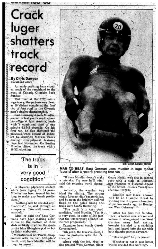 Feb 15, Luge track record Jens Mueller, Feb 15