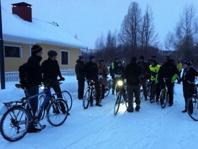 Out on the wintery pathways of Oulu, Finland.