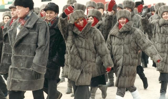 Soviet athletes, wearing mink and the decadent hides of the petit-bourgeois, enter the stadium.