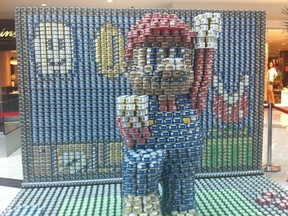 Suncor Energy Inc. created this amazing sculpture of Mario from Nintendo in the Canstruction Calgary 2013 competition, currently on display at Southcentre Mall. All photos by Monica Zurowski.