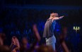 Calgary's Lukas McFarlane soaks in the reaction from the crowd on the Got to Dance finale Sunday, March 24.