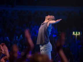 Calgary's Lukas McFarlane soaks in the reaction from the crowd on the Got to Dance finale Sunday, March 24.