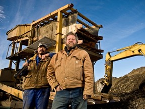 Yukon Gold follows the adventures of miners such as Big Al McGregor, centre, with crew member Hiro Miyahama, as they try to strike it rich.