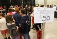 Fans line up to get autographs from actor Misha Collins at the Calgary Comic and Entertainment Expo on Saturday