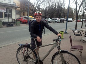 TV personality and all around loveable guy Dave Kelly basks in the glory of his Bike to Work Day Suit Pursuit victory on Friday. Photo courtesy Lonny Balbi