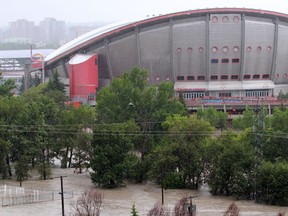 Calgary Saddledome besieged by water