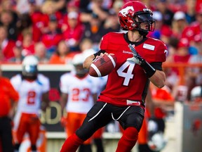 Stampeders quarterback Drew Tate in action during the 2013 season opener victory against the  B.C. Lions.