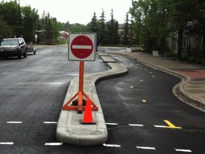 The first separated downtown bike lane has opened on 7th Street S.W.