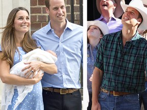 The Duke of Cambridge was sporting a familiar-looking belt Tuesday when he emerged with wife, Kate, from St. Mary's Hospital in London.