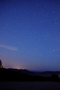 A single meteor from the Perseid Meteor Shower, shows off in the early morning sky.