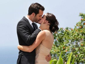 Chris Siegfried and Des Hartsock seal their engagement with a kiss on the finale of The Bachelorette.