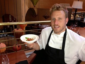 J.P. Pedhirney, executive chef of Muse, displays his tomato and watermelon “salad of deception," for the Engineered Eats event that is part of Beakerhead. Beakerhead starts Wednesday in Calgary.