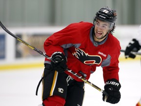 Calgary Flames' Josh Jooris skates during training camp in Calgary, Thursday, Sept. 12. Jeff McIntosh/ The Canadian Press