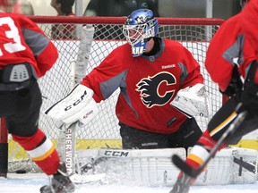 Calgary’s goaltending battle continues tonight with Reto Berra getting the call.