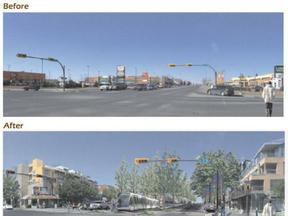 This before-and-after image of 17th Avenue S.E. appeared in the Herald in November 2008. It's now part of Naheed Nenshi's policy announcement for Forest Lawn.