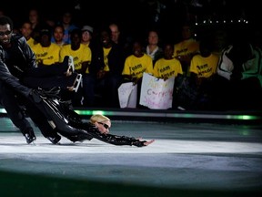Anson Carter and Shae-Lynn Bourne skated to a Matrix-themed program on this week's Battle of the Blades.