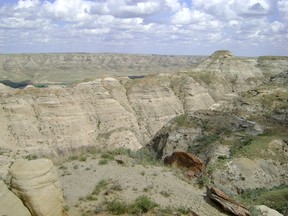 A scenic shot of the badlands around Milk River.