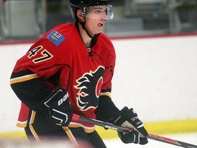 (Ted Rhodes/Calgary Herald)
Sven Baertschi pf the Calgary Flames will be a healthy scratch for the second straight game.
