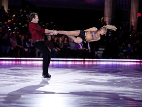 Violetta Afanasieva and Jason Strudwick perform a bounce swing (also known as a headbanger) on Battle of the Blades.