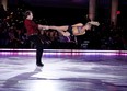 Violetta Afanasieva and Jason Strudwick perform a bounce swing (also known as a headbanger) on Battle of the Blades.