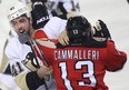 It's not clear exactly when Mike Cammalleri sustained his concussion. It might have been when he tussled with Robert Bortuzzo.