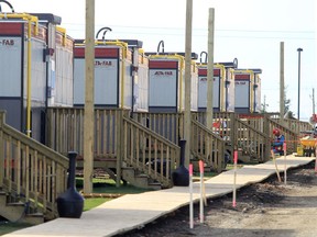 The housing trailers at the Great Plains housing project in southeast Calgary.