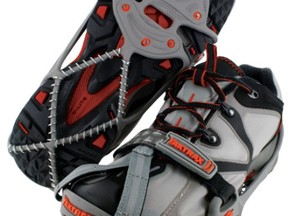 The new YakTrax Run combine studs in front with springs in back.