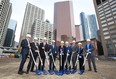 The groundbreaking ceremony for Brookfield Place last year. The building will include space for 500 bikes, as well as showers and lockers.