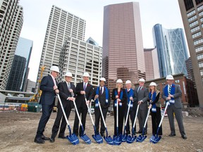 The groundbreaking ceremony for Brookfield Place last year. The building will include space for 500 bikes, as well as showers and lockers.