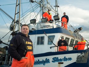 Richard Gillett, left, and the crew of Midnight Shadow, are part of the new docu-series Cold Water Cowboys. The TV series on Discovery follows six boats over the course of one fishing season off the coast of Newfoundland.