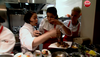 Gabriela Neda, left, and Lauren Marshall fight over plating Marshall’s vegan scallops. Photo courtesy Top Chef Canada.