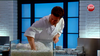 Chef Jesse Vergen reaches into the vat of noodles to find out what ingredient he has to work with for the challenge. Photo courtesy Top Chef Canada.