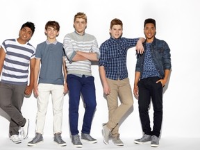 Calgary’s Adam Hunter, centre, and Zeboria (Zee) Peters, far right, are trying to win The Next Star: SuperGroup on YTV.