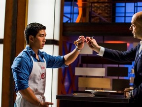Guest judge Joe Bastianich asks Eric to taste his own dish on the penultimate episode of MasterChef Canada.