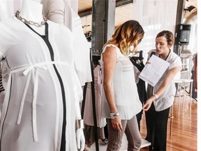 A pregnant Melissa Nepton, right, presented her maternity collection for Thyme Maternity at a fashion at Scena in Montreal last week.
