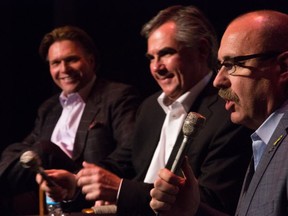 Thomas Lukaszuk, Jim Prentice and Ric McIver at the PC Youth of Alberta Leadership forum in Calgary.