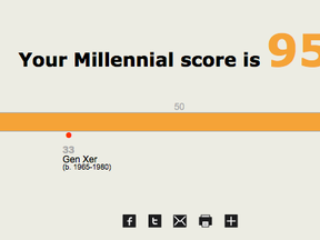 Not sure where you land on the generational spectrum? Relax, the Pew Research Centre -- and virtually every other blog on the Internet -- has a quiz to get you sorted.