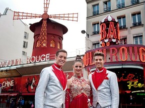 Okotoks' Kyle Heck, far right, is a dancer at the legendary Moulin Rouge in Paris.