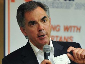 PC Leadership candidate Jim Prentice speaking at an Alberta PC gathering in Edmonton.