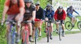 Cyclists on the Bow River pathway, 2009. Ted Rhodes/Herald