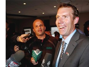 Conservative candidate John Barlow celebrates his victory Monday in the federal byelection in Macleod.