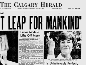 In July 1969, Calgarians could pick up their copy of the moon landing edition of the Herald for 10 cents the evening after Neil Armstrong's boot touched the moon.