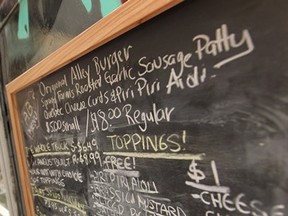 The Alley Burger menu from the food truck pilot project launch in 2011. Photo from the Calgary Herald archive.