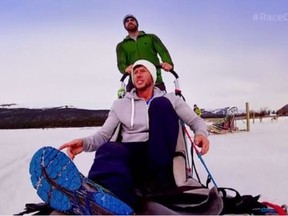 Ryan, foreground, and Rob forge ahead during the dog sled challenge in the Yukon on this week's episode of The Amazing Race Canada.