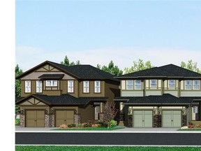 Courtesy Trico Homes
An artist's rendering of the front elevations of Trico Homes' duplexes in Legacy.