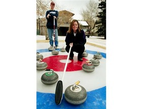 2004: Bernard and her husband Russ Bischoff had some fun creating a nearly full-sized curling rink in their front yard for a fun curling day at their Bowness home.