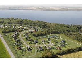 Aerial view of the rendering for The Slopes of Sylvan Lake residential development.